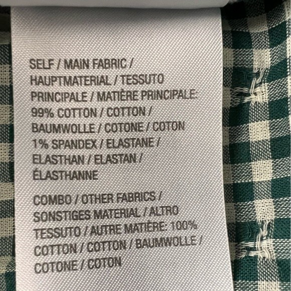 LOGO by Lori Goldstein Green Gingham Striped Ruffled Button Up Long Sleeve Small - Picture 12 of 14